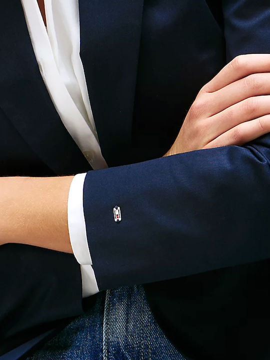 Tommy Hilfiger Μακρύ Γυναικείο Σακάκι Μπλε