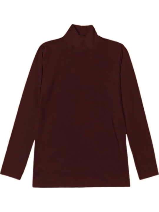 Women's Long Sleeve Turtleneck T-Shirt Coffee