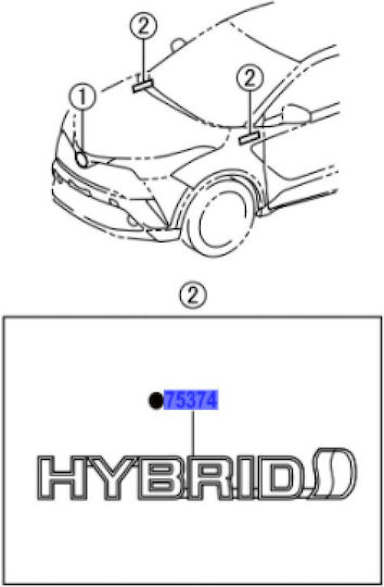 Toyota Γνήσιο Αυτοκόλλητο Σήμα Hybrid Φτερού Αριστερά Ch-r 16'-21' 75374f4020