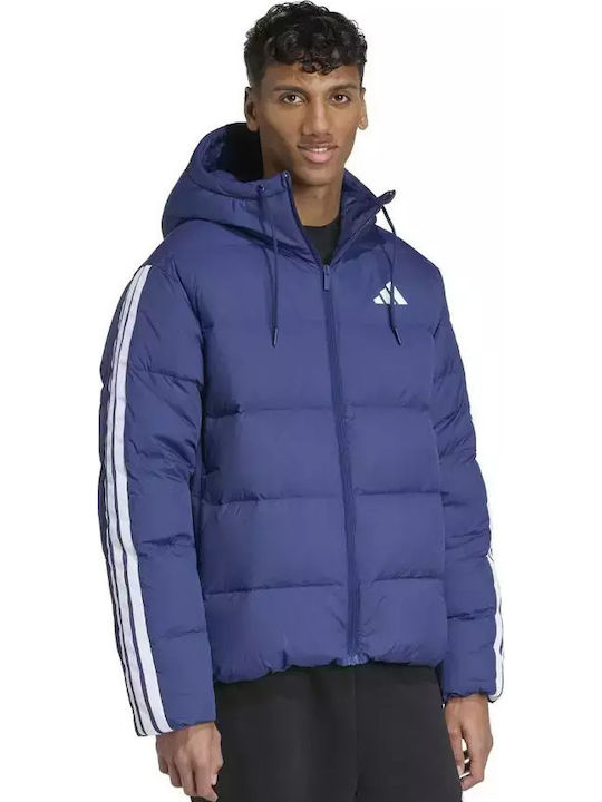 Essentials 3 Stripes Jacke Puffer Wasserdicht Blue