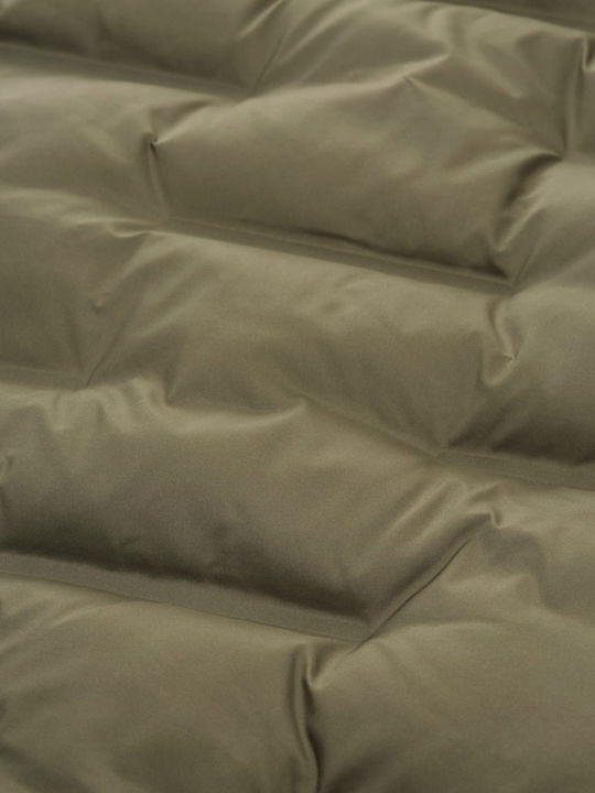 Vestă Puffer Fără Mâneci Impermeabilă și cu Protecție Împotriva Vântului Verde Olive