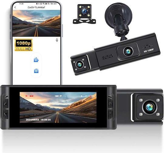 1080P Windshield Car DVR Set with Rear Camera, 3.16" Display with Suction Cup