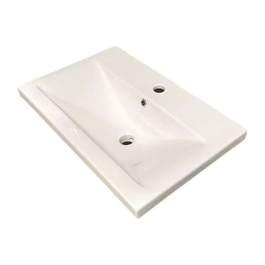 Drop Roma Πάγκος με Νιπτήρα & Καθρέπτη Μ70xΒ39xΥ80cm Slavona Oak
