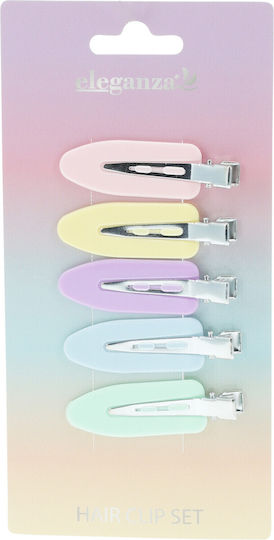 Metal Hair Pins Clips Pastel Colors Set 5 Pieces