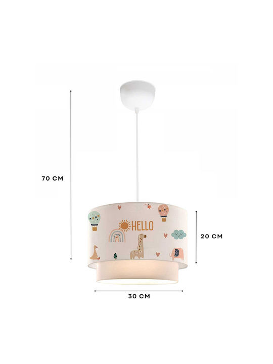 O singură lumină Lumină de tavan pentru copii Suspendata din material textil cu suport pentru bec E27 70x30cm SKU-3233-P3233