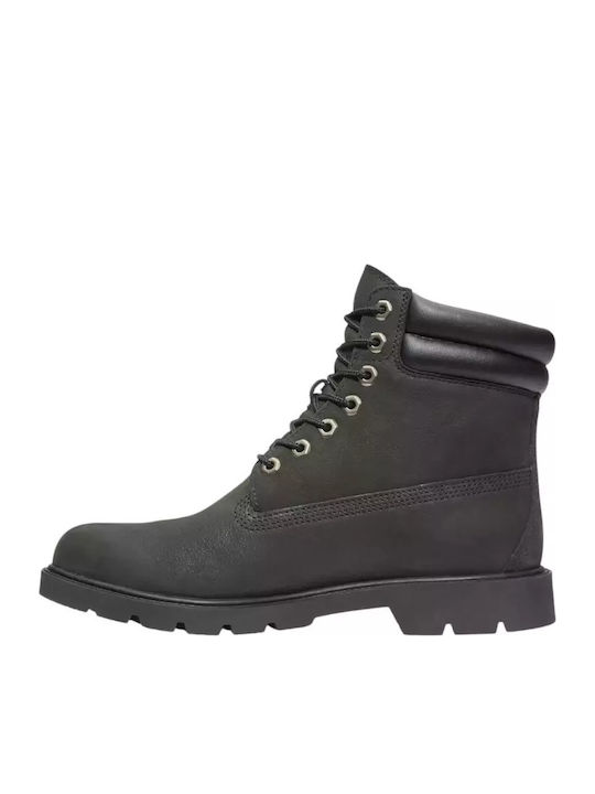 6-Inch Basic Leder Schwarz Stiefel Wasserdicht