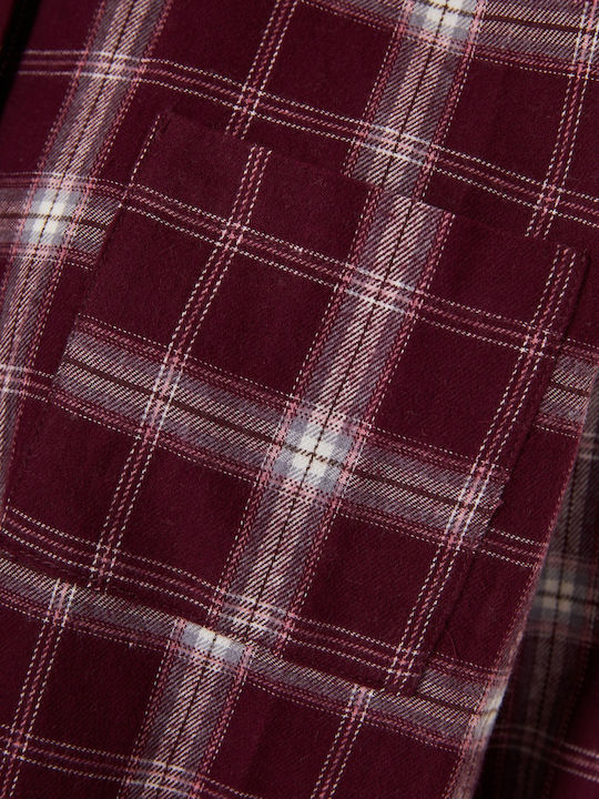Women's Checked Long Sleeve Shirt Burgundy