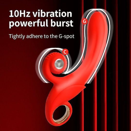 Smd Fantasy Clitoral Rabbit Vibrator Dual Stimualtion Silicone 10 Vibration Modes Whisper-quiet Red