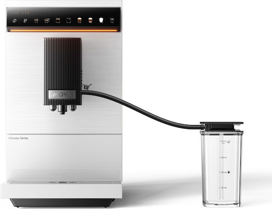Mova Virtuoso 10 Pro Αυτόματη Μηχανή Espresso 1500W Πίεσης 19bar για Cappuccino με Μύλο Άλεσης Λευκή