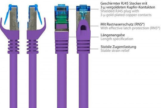 Alcasa S/FTP Cat.6a (Gigabit) Cablu de Rețea Ethernet 1.5m Violet