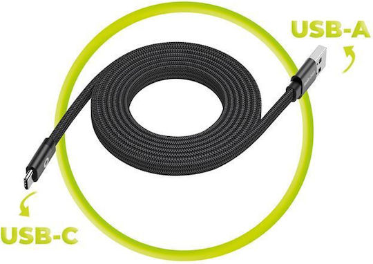 Mobile Origin Magnetic / Flat USB 2.0 Cable USB-C male - USB-A 27W Μαύρο 1m