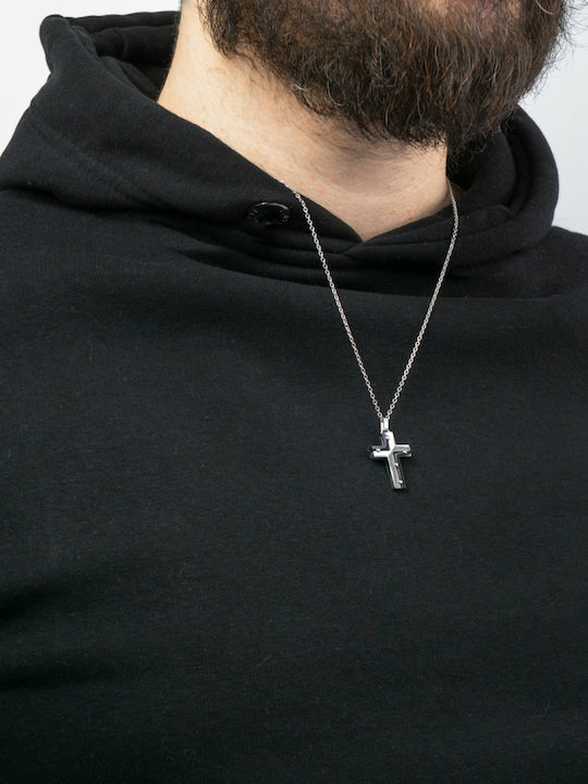Kiriakos Gofas Men's Cross Double Sided from Steel with Chain