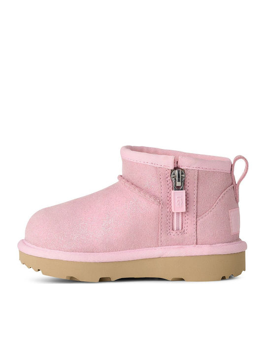 Classic Ultra Mini Ghete Copii din Suede cu Fermuar Roz