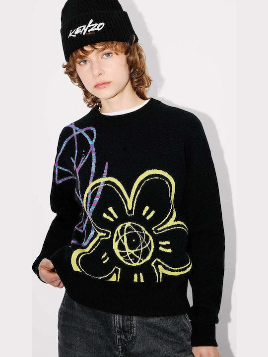 Women's Sweater Cotton Floral Black