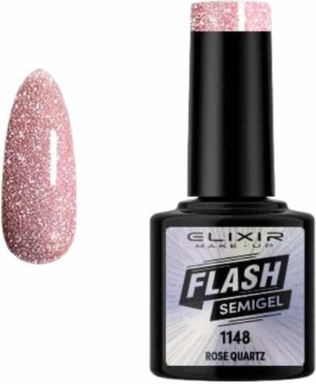 Elixir Flash Хибриден Лак за Нокти 1148 Rose Quartz с Glitter 8мл 1бр