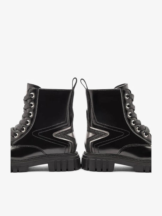 Kinderstiefel aus Lackleder mit Reißverschluss Schwarz