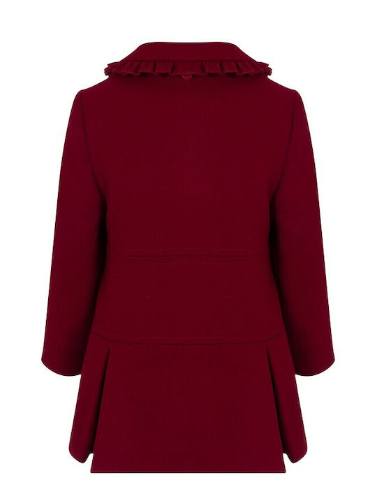 Kids Long Coat with Hood Burgundy
