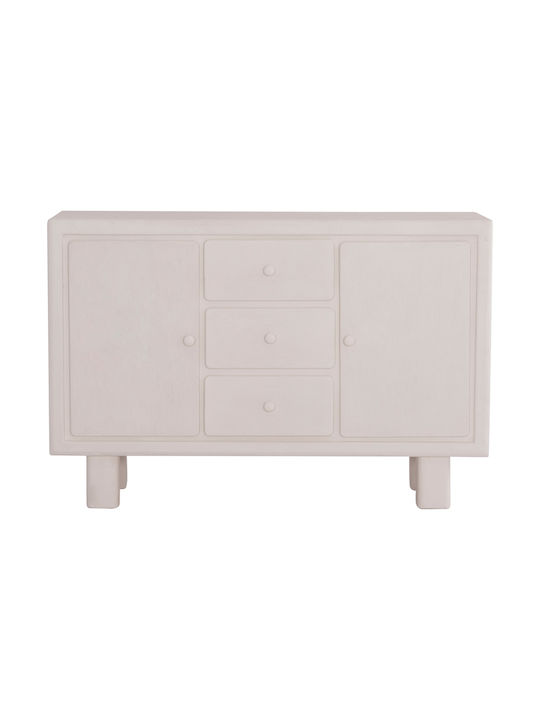 Μπουφές Ξύλινος με Συρτάρια Υπολευκό 120x38x80cm