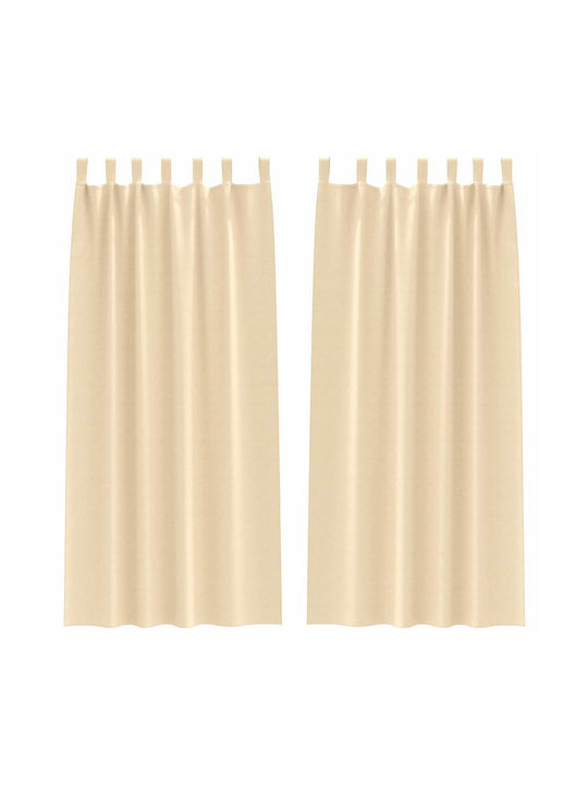 vidaXL Set Curtains Blackout Window with Tab Top Beige 140x245cm