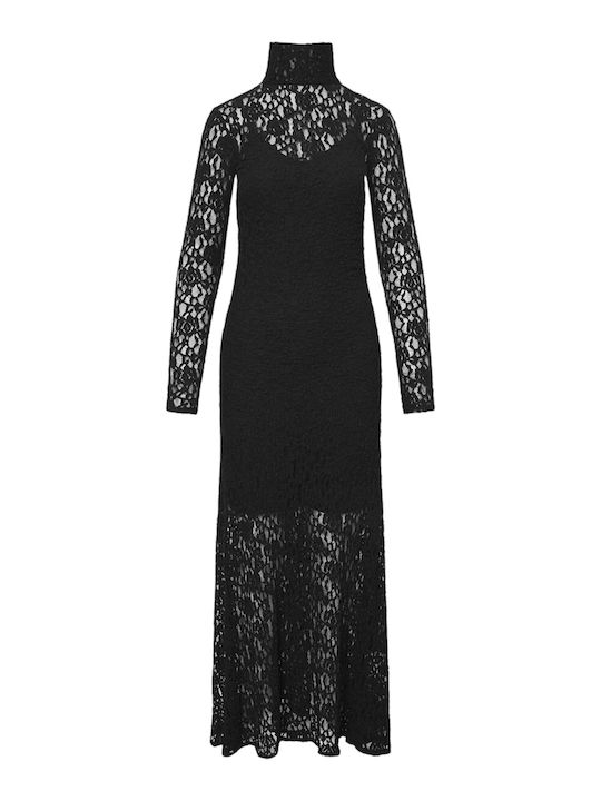 Rochie Maxi De Seară Cu Dantelă Neagră