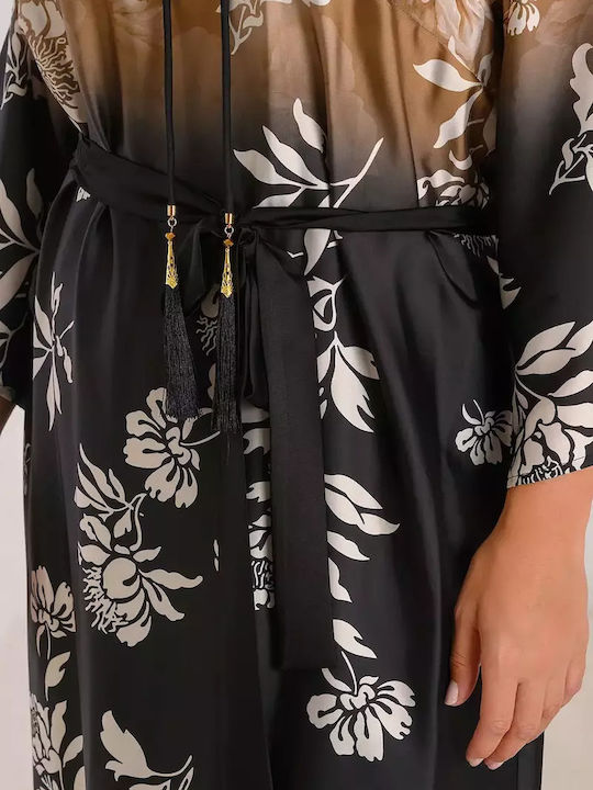 Midi Satin Floral Dress