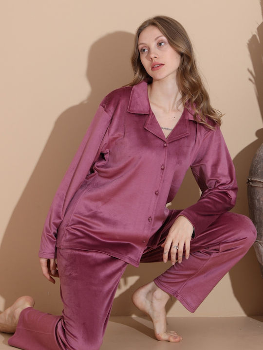Boyraz Winter Damen Pyjama-Set Rose