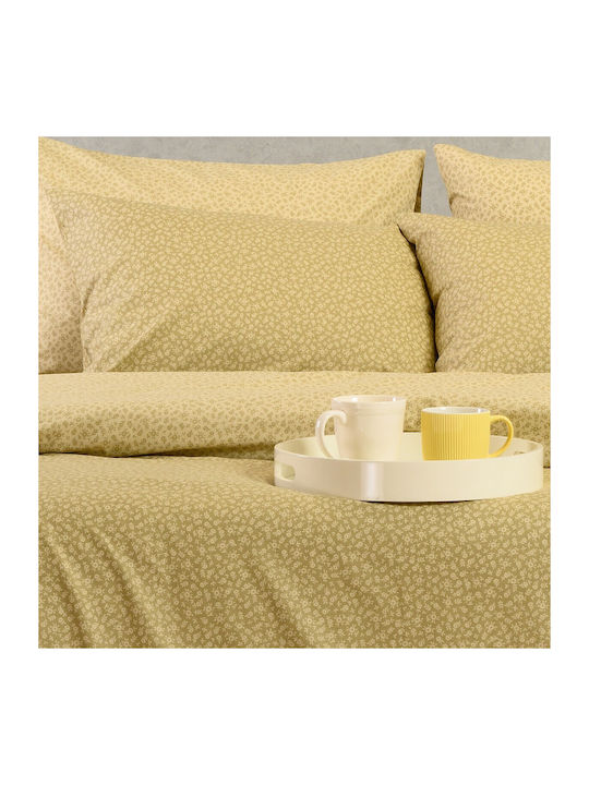 Melinen Samuele Σετ Σεντόνια Διπλά με Λάστιχο 150x200+32εκ. Olive/beige (4τμχ)