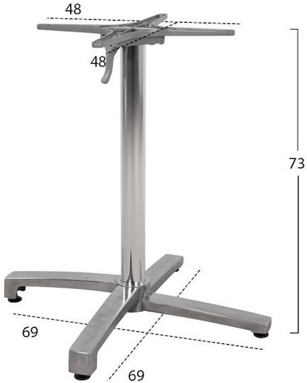 HomeMarkt Folding Table Stand made of Aluminum with Regulator Chrome 69x69x73cm