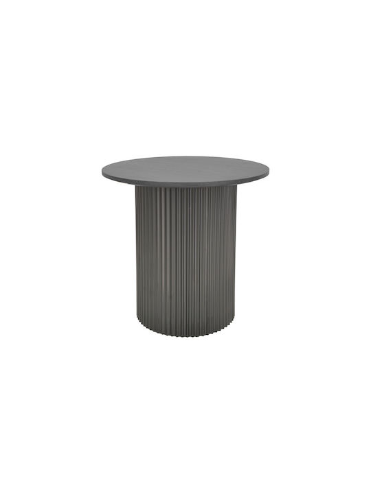 Round Side Table Dovel from Solid Wood Black L50xW50xH45cm.
