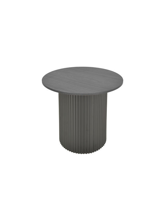Round Side Table Dovel from Solid Wood Black L50xW50xH45cm.