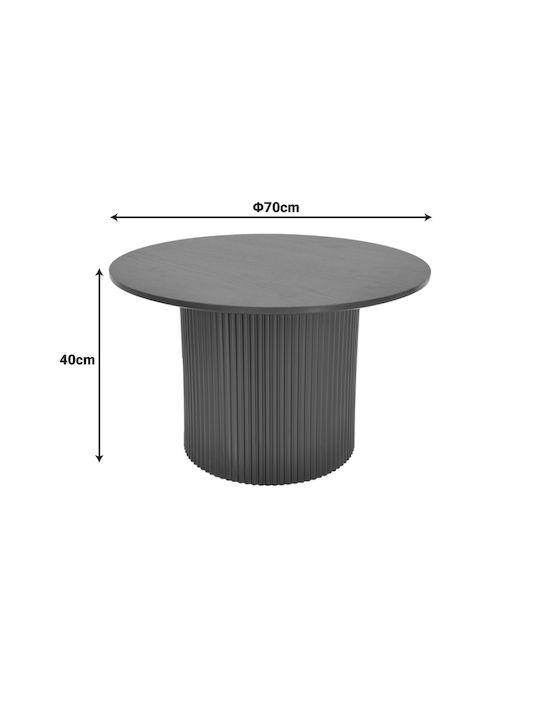 Round Side Table Dovel from Solid Wood Black L70xW70xH40cm.