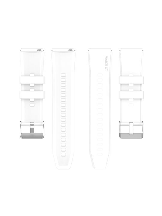 Huawei Watch GT3 42mm 20mm Huawei Watch GT2 42mm Watch 2 20mm Honor Magic Watch 2 42mm 20mm Raised Head Silicone Strap 20mm Silver Buckle White