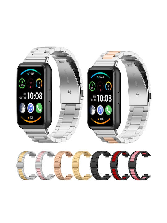 Huawei Watch Fit 2 Watch Band Stainless Steel Three Beads Silver Gold
