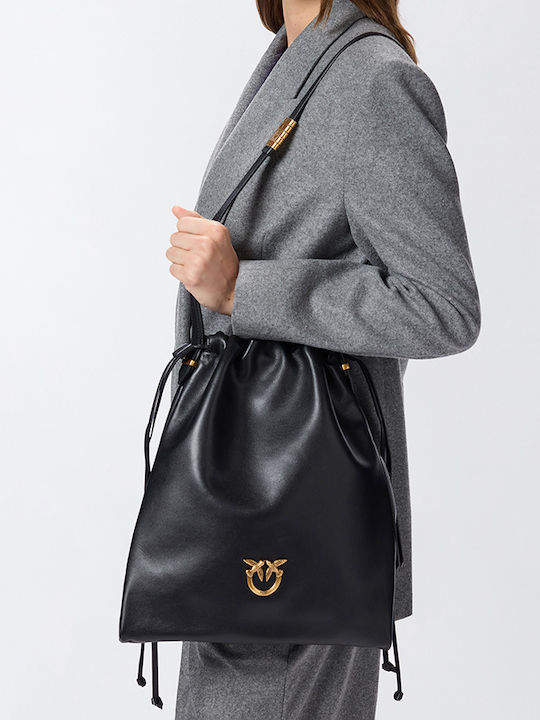 Klassische Leder Damen Beutel Schwarz