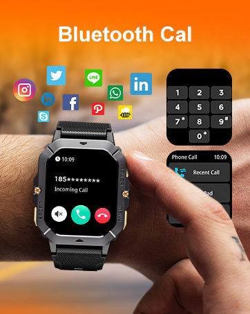 Oukitel BT101 Smartwatch με Παλμογράφο (Μαύρο)