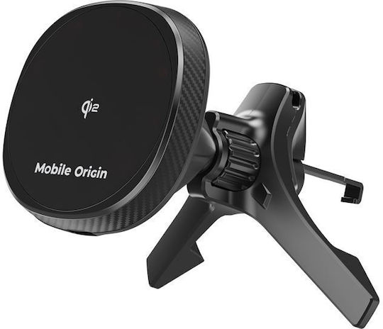 Mobile Origin Βάση Κινητού Αυτοκινήτου με Μαγνήτη και Ασύρματη Φόρτιση MagSafe Μαύρη