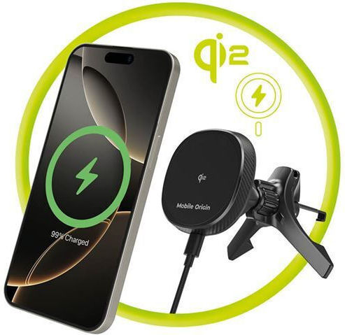Mobile Origin Βάση Κινητού Αυτοκινήτου με Μαγνήτη και Ασύρματη Φόρτιση MagSafe Μαύρη