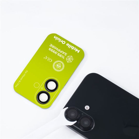 Set 2 Mobile Origin Sapphire Lens Guards Camera Protection Compatible Iphone 16 16 Plus Black