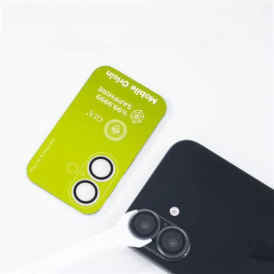 Set 2 Mobile Origin Sapphire Lens Guards Camera Protection Compatible Iphone 16 16 Plus Clear