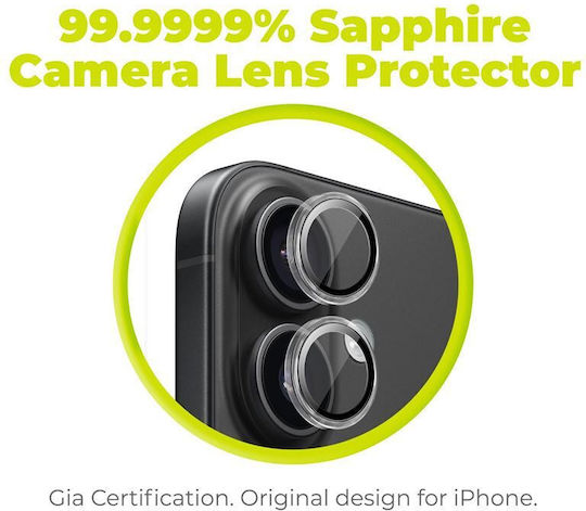 Set 2 Mobile Origin Sapphire Lens Guards Camera Protection Compatible Iphone 16 16 Plus Black