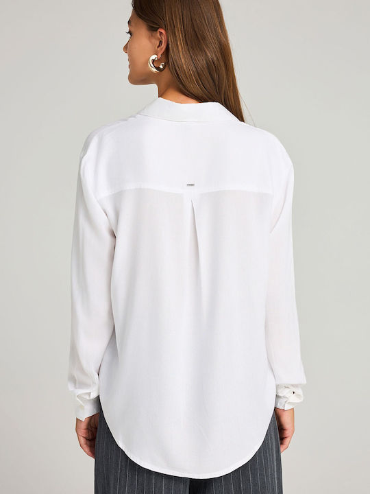 Women's Monochrome Long Sleeve Shirt White