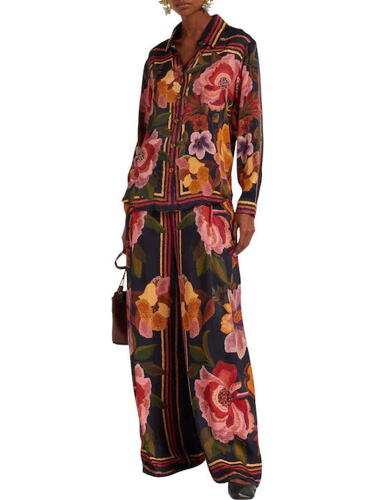 Women's Floral Long Sleeve Shirt Black