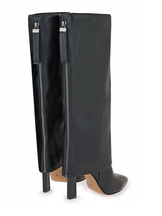 Synthetic Leather High Heel Women's Boots Black