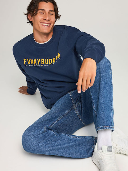 Men's Jeans Pants with Loose Tapered Fit Washed Effects