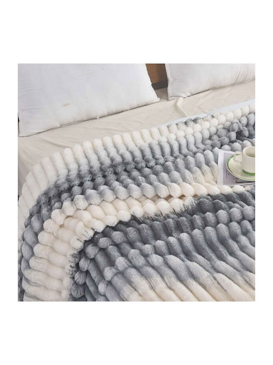 SpitiBazaar Blanket Velvet Single 160x240cm Light Grey - White
