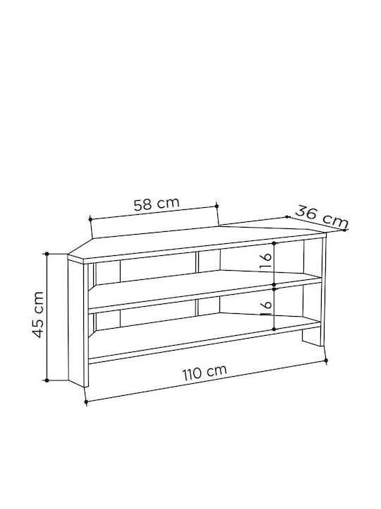 TV Stand Thales Black Wood L110xW36xH45cm