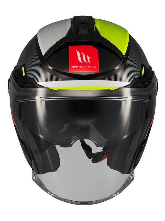 MT Cosmo SV S Silence Black/Grey/Fluo Gloss Motorcycle Helmet Jet DOT / ECE 22.06 1450gr with Sun Visor