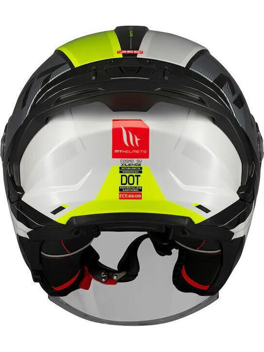 MT Cosmo SV S Silence Black/Grey/Fluo Gloss Motorcycle Helmet Jet DOT / ECE 22.06 1450gr with Sun Visor