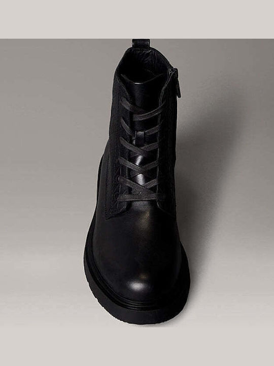 Leather Black Men's Boots with Zipper