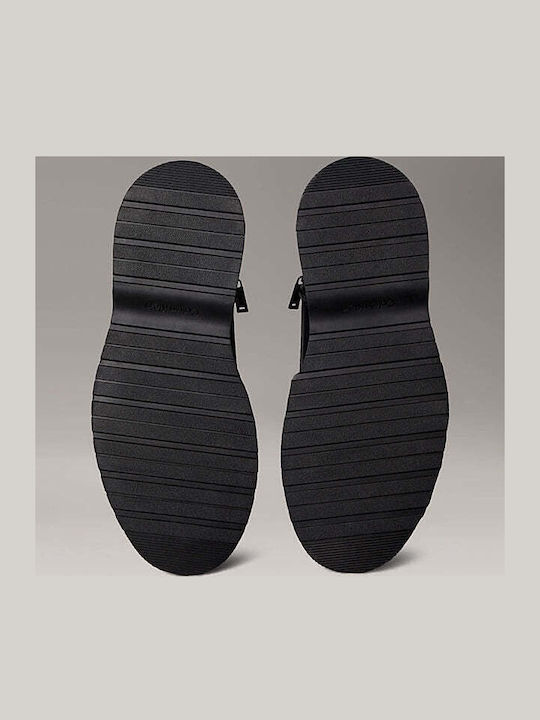 Leather Black Men's Boots with Zipper